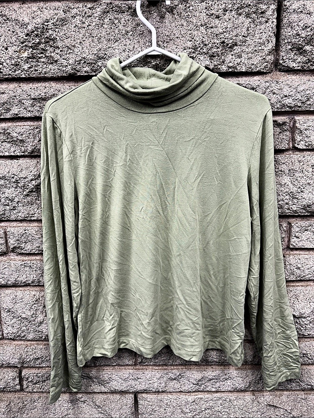 Sigrid Olsen Sage Green Turtleneck Long Sleeve Stretch Top XL